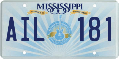 MS license plate AIL181