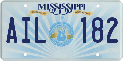 MS license plate AIL182