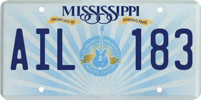MS license plate AIL183