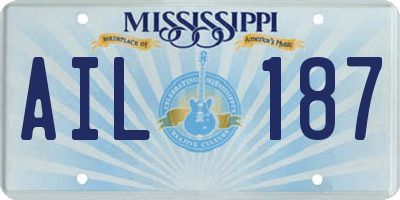 MS license plate AIL187