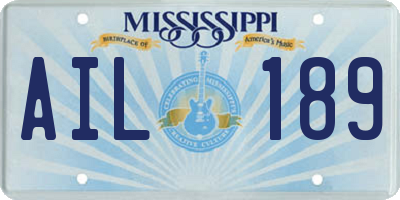 MS license plate AIL189