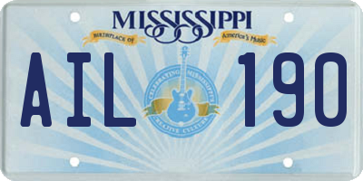 MS license plate AIL190