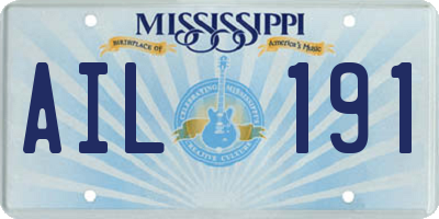 MS license plate AIL191