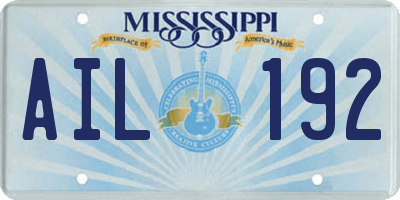 MS license plate AIL192