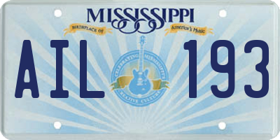 MS license plate AIL193