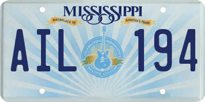 MS license plate AIL194
