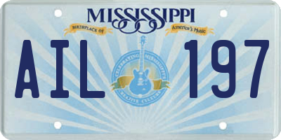 MS license plate AIL197