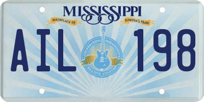 MS license plate AIL198
