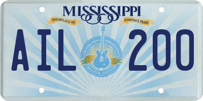 MS license plate AIL200