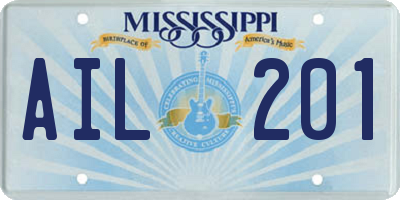 MS license plate AIL201