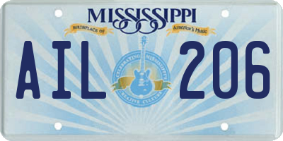 MS license plate AIL206