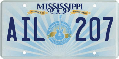 MS license plate AIL207