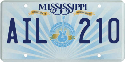 MS license plate AIL210