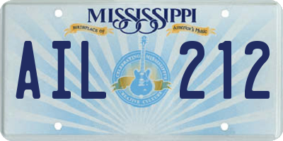 MS license plate AIL212
