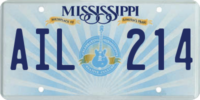 MS license plate AIL214