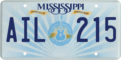 MS license plate AIL215