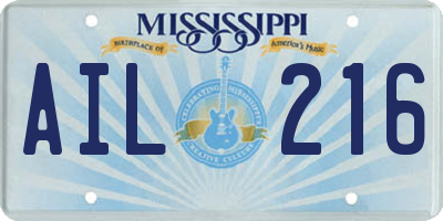 MS license plate AIL216