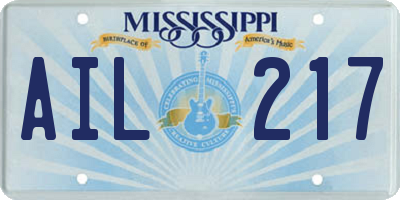 MS license plate AIL217