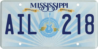 MS license plate AIL218