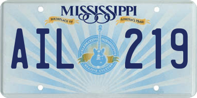 MS license plate AIL219