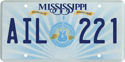 MS license plate AIL221