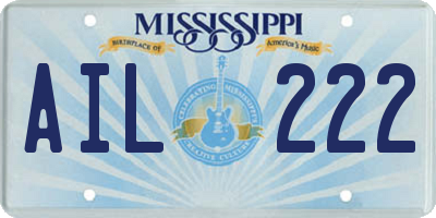 MS license plate AIL222