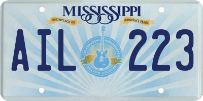 MS license plate AIL223
