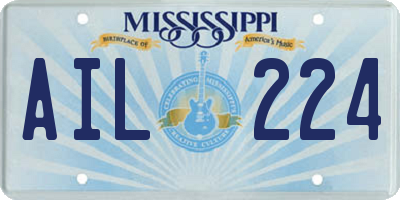 MS license plate AIL224