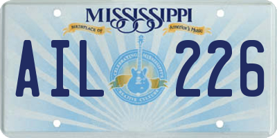 MS license plate AIL226