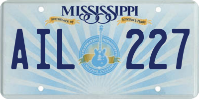 MS license plate AIL227