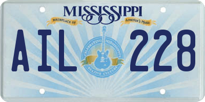 MS license plate AIL228