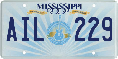MS license plate AIL229