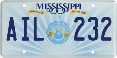 MS license plate AIL232