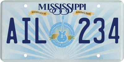 MS license plate AIL234