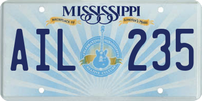 MS license plate AIL235
