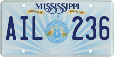 MS license plate AIL236