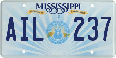 MS license plate AIL237