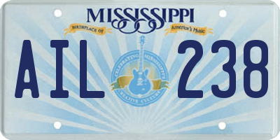 MS license plate AIL238