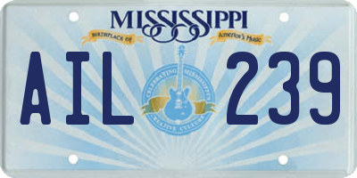 MS license plate AIL239
