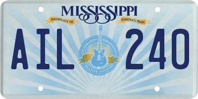 MS license plate AIL240
