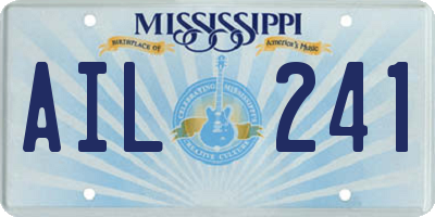 MS license plate AIL241