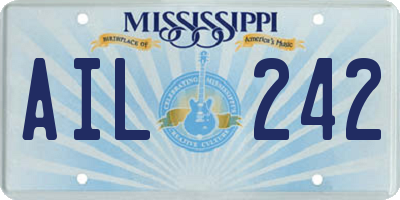 MS license plate AIL242