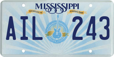 MS license plate AIL243