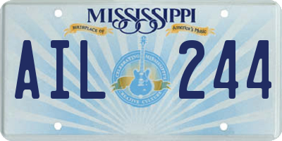 MS license plate AIL244