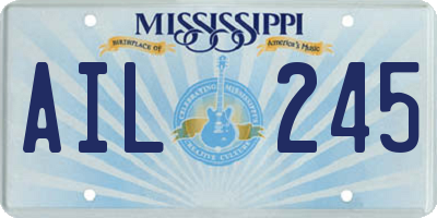 MS license plate AIL245
