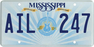 MS license plate AIL247