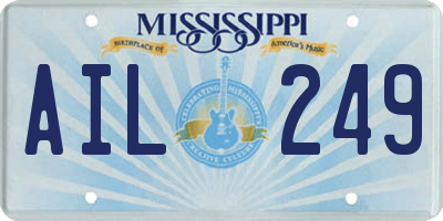 MS license plate AIL249