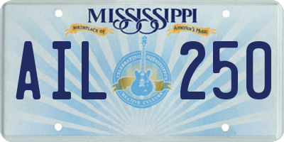 MS license plate AIL250