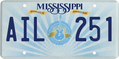 MS license plate AIL251