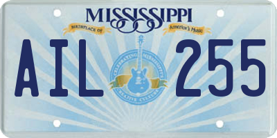 MS license plate AIL255